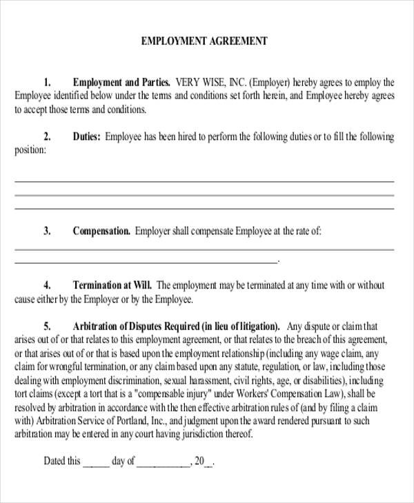 FREE 22+ Employment Agreement Samples in PDF MS Word Google Docs