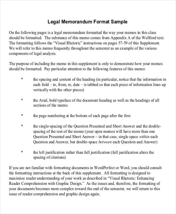 legal memorandum pdf sample in Word, 15  Examples Memorandum  Samples PDF