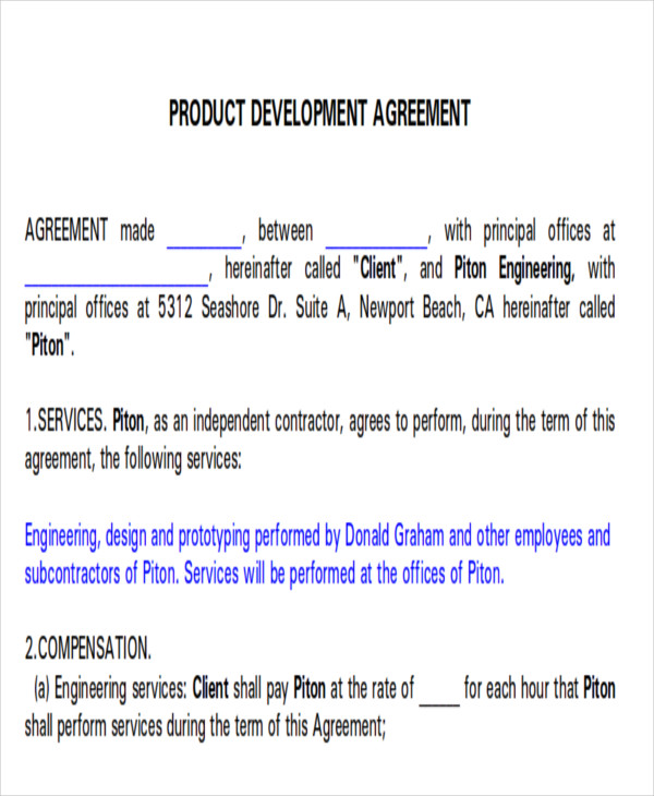 FREE 8  Development Agreement Contract Samples in MS Word PDF