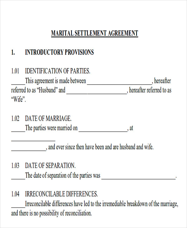 FREE 10 Sample Divorce Agreement Templates In PDF MS Word