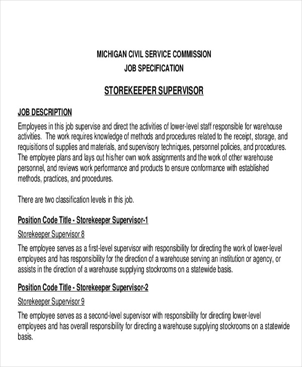 FREE 11 Stock Job Description Samples In MS Word PDF