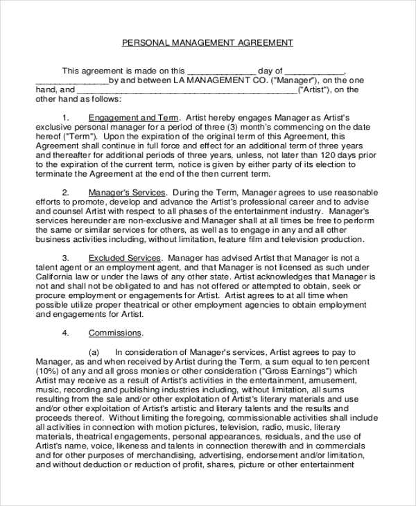 personal contract management agreement pdf