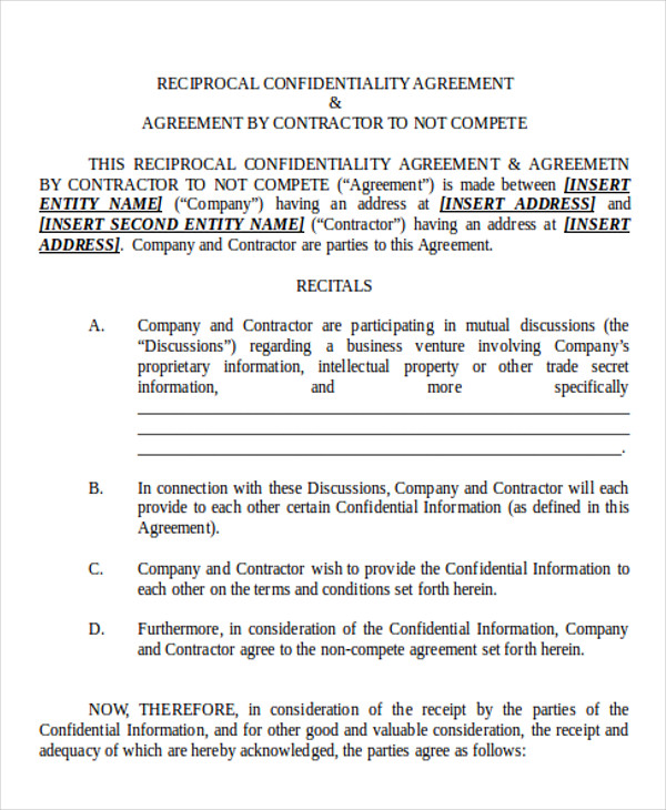 contractor non compete agreement 1