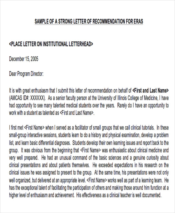 FREE 9 Sample Physician Letter Of Recommendation In PDF MS Word   Example Of Physician Letter Of Recommendation 