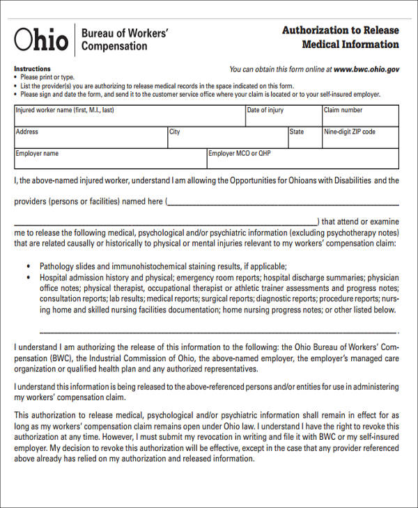 Ohio Medical Release Form