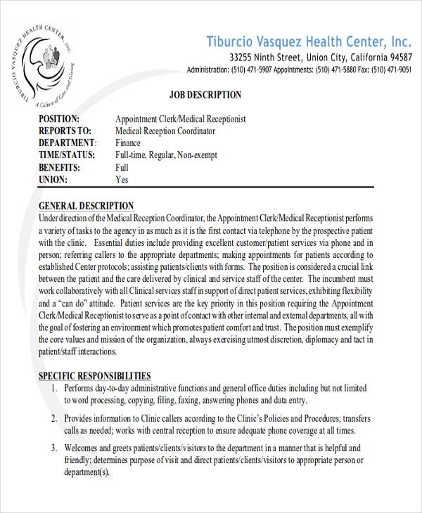 medical scheduling coordinator job description format1