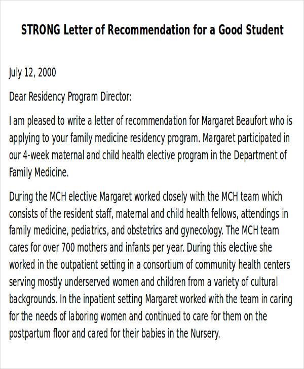 FREE 9 Sample Physician Letter Of Recommendation In PDF MS Word 