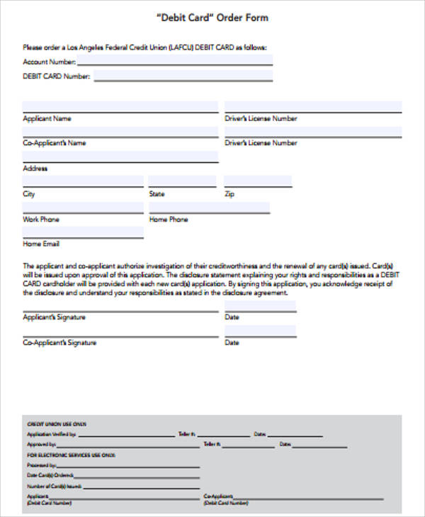 word order form debit 12 Sample Form Word,  Debit  Examples in  Order PDF