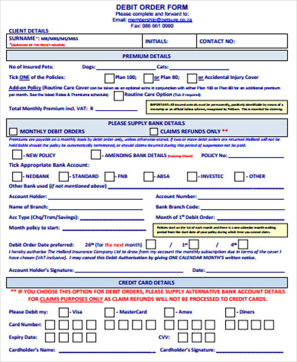 bank draft order Word, in Debit  Sample Examples PDF Order Form 12