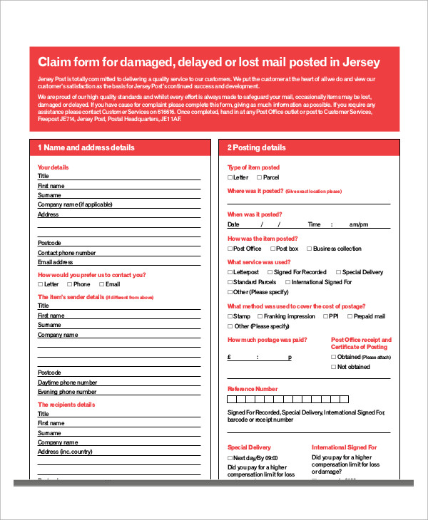 postal order claim form