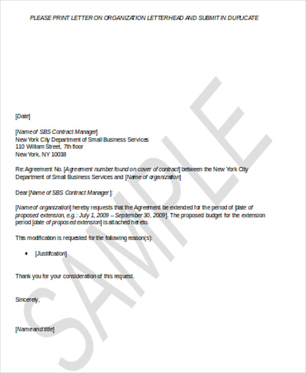 contract extension agreement letter