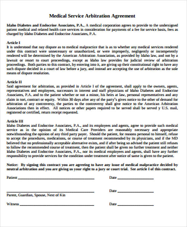 Arbitration Agreement Template HQ Template Documents