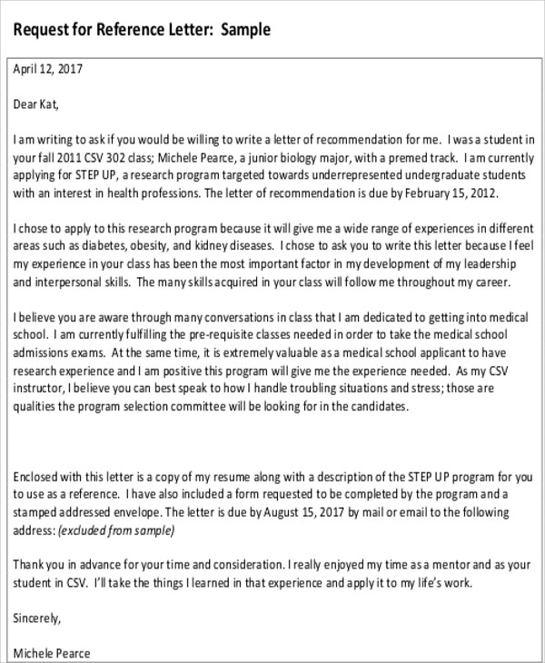 Thank You Letter To A Reference