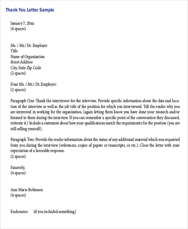 Sample Thank You Letter For Reference 8 Examples In Word Pdf