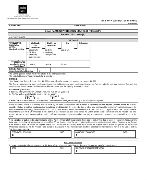 loan payment agreement contract