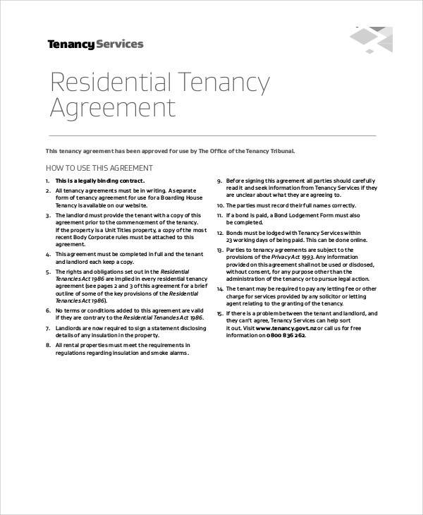 sample rental property contract agreement