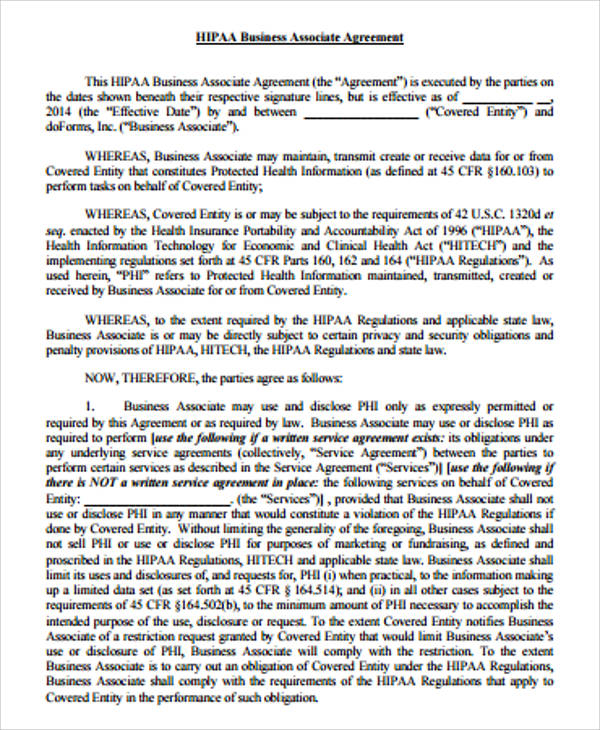 Hipaa Business Associate Agreement 2012 Template PDF Template