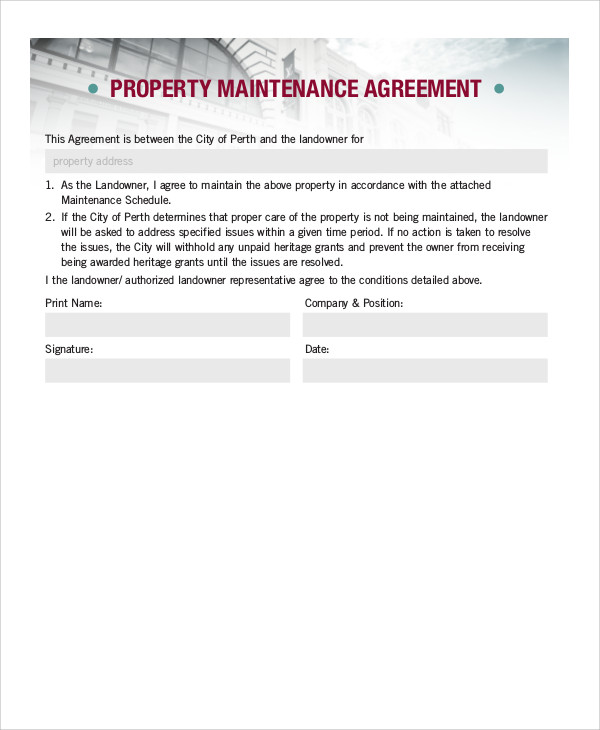 property maintenance contract agreement