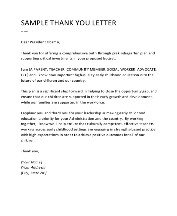 Personal Thank You Letter Sample Template Examples 7 Examples