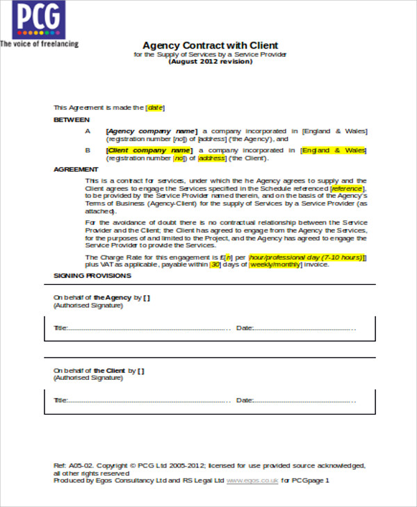 employment agency agreement contract