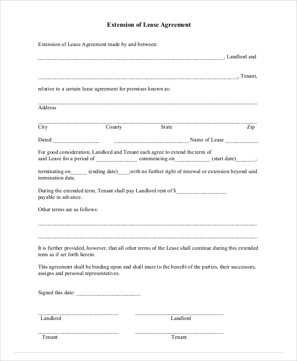 lease extension agreement contract