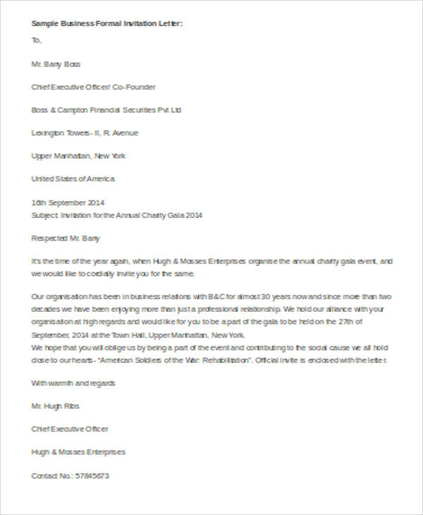 FREE 16 Sample Business Invitation Letter Templates In MS Word PDF