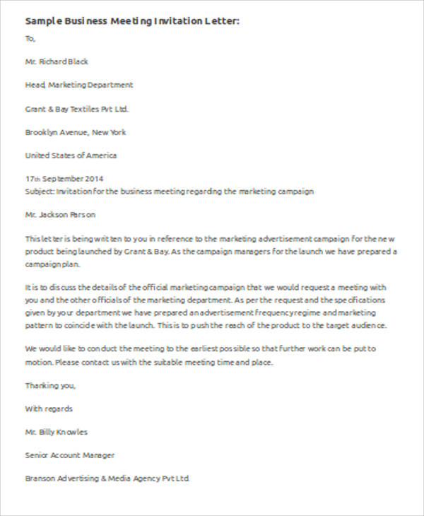 sample business invitation letter for meeting1