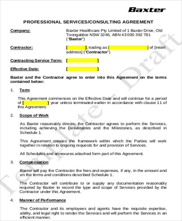business consultant service agreement