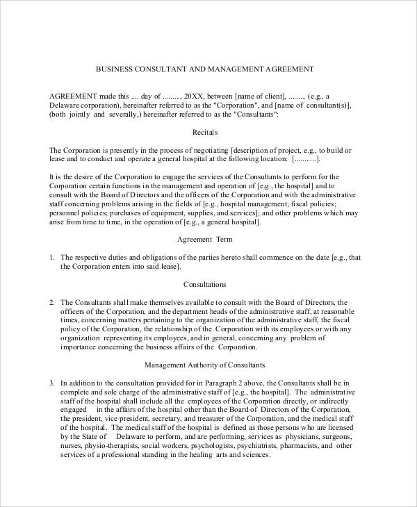 business management consulting agreement