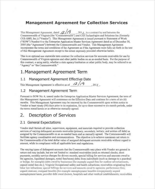 collective business management agreement