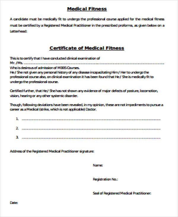 medical fitness certificate sample1