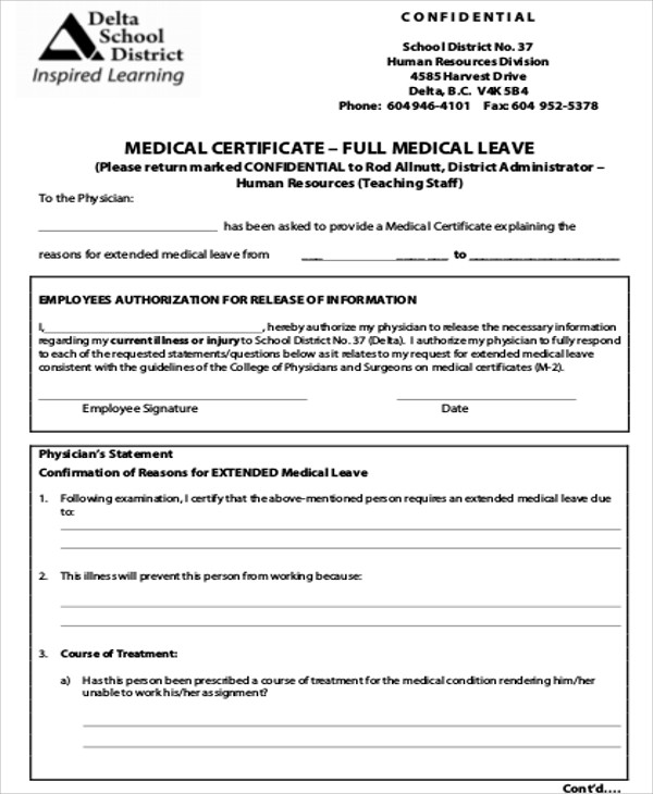 sample medical certificate for school leave