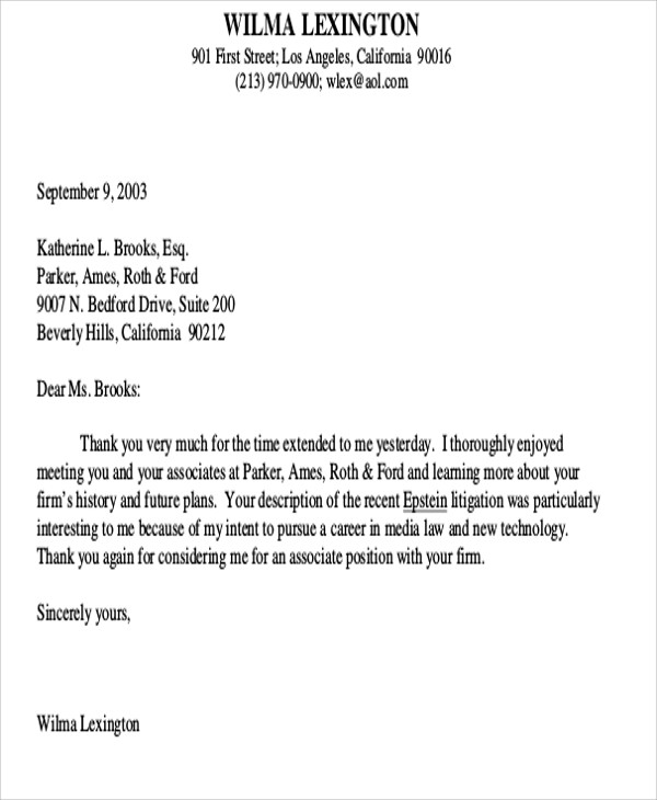 FREE 5+ Sample Thank-You Letter to Recruiter in PDF