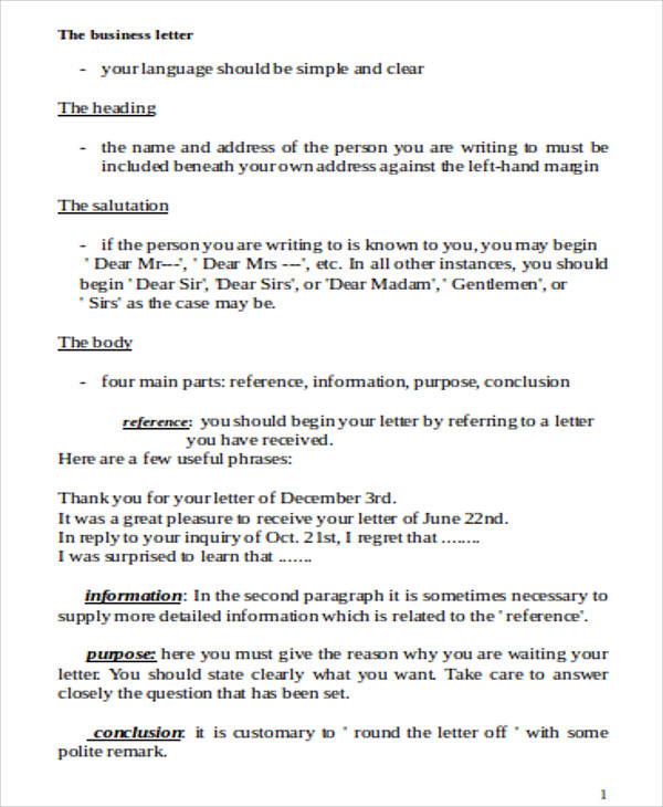 business letter template word