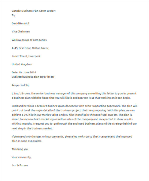 4 point plan business letter