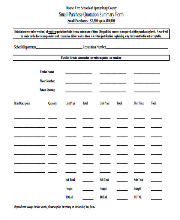 purchase quotation form