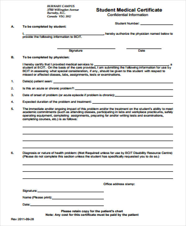 FREE 7 Sample Medical Certificate Forms In PDF MS Word