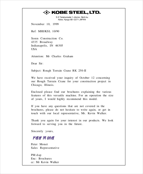 construction company business letter