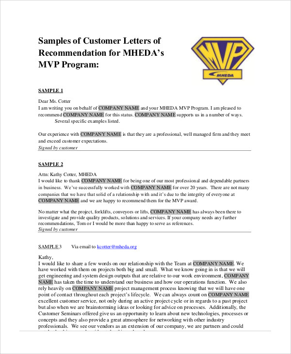 company business recommendation letter