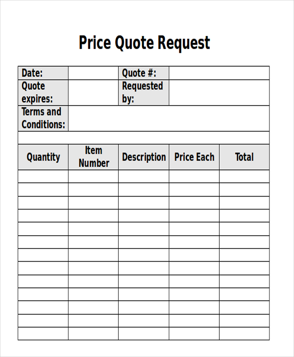 Free Request For Quotation Template Printable Templates