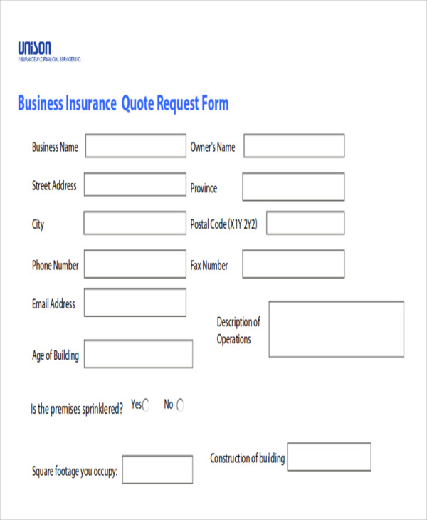 company quote request form