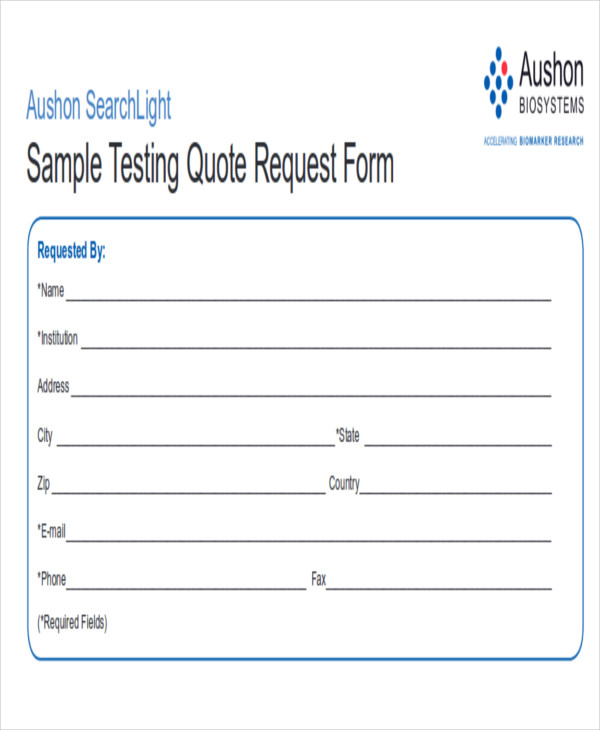 FREE 12+ Sample Quote Request Forms in MS Word PDF