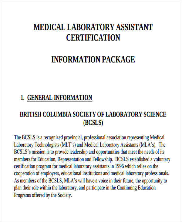supporting statement for medical laboratory assistant