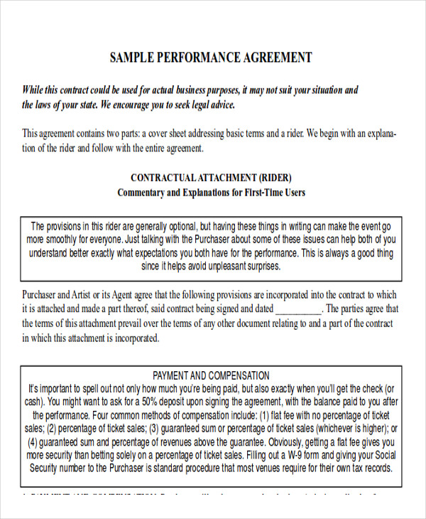 Free 10 Performance Agreement Contract Samples In Pdf Ms Word Google Docs Pages