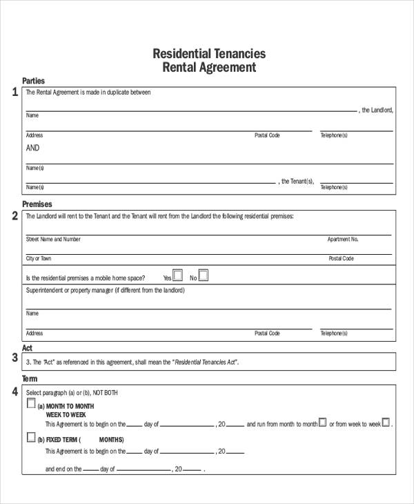 legal rental agreement contract