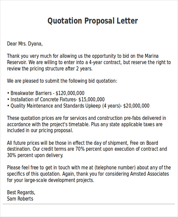 quotation proposal letter