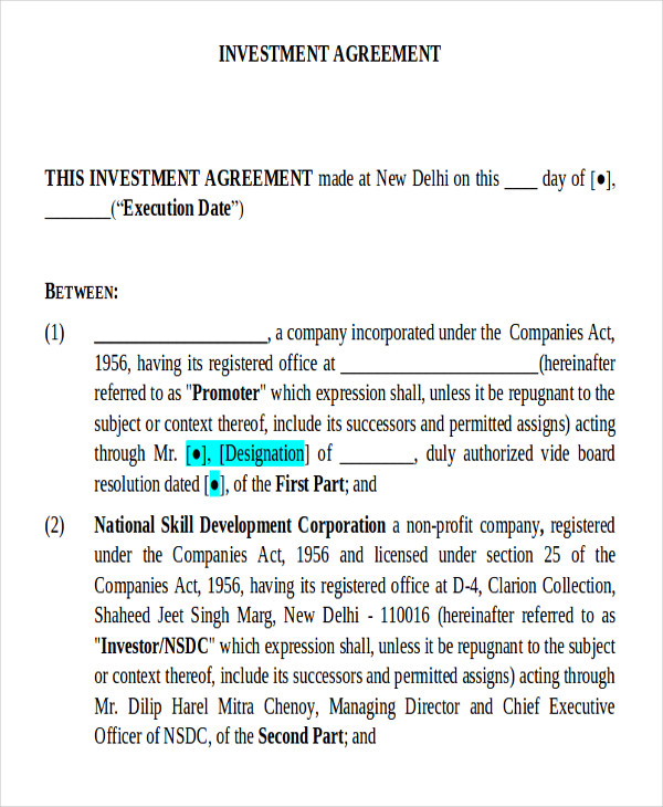 Investment Agreement Sample Philippines Investment Mania