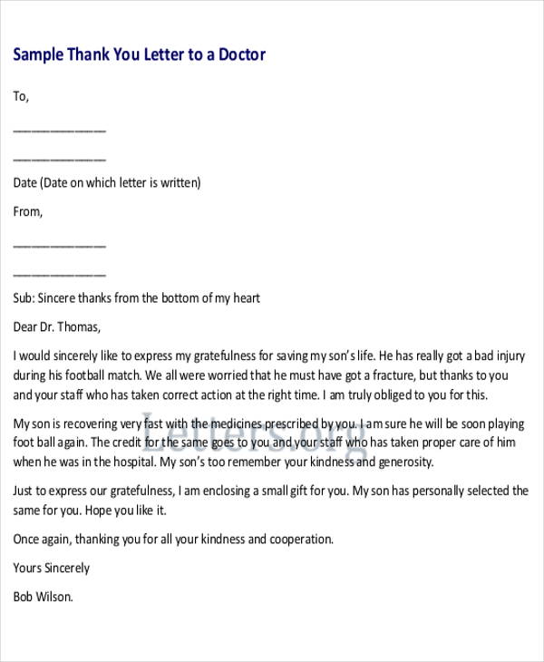 FREE 4 Sample Thank You Letter To Doctor In PDF MS Word
