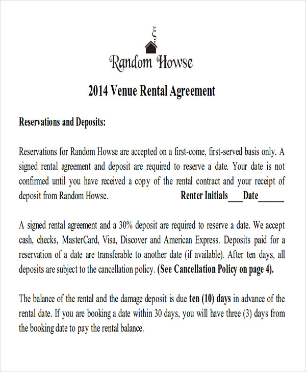 wedding rental contract agreement
