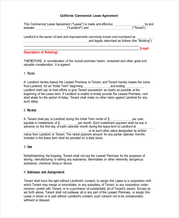 rental contract lease agreement format